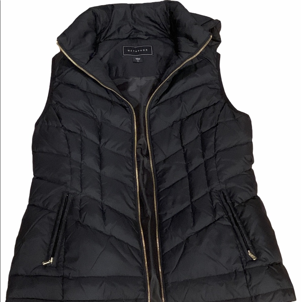 Metaphor quilted hooded zip up vest S